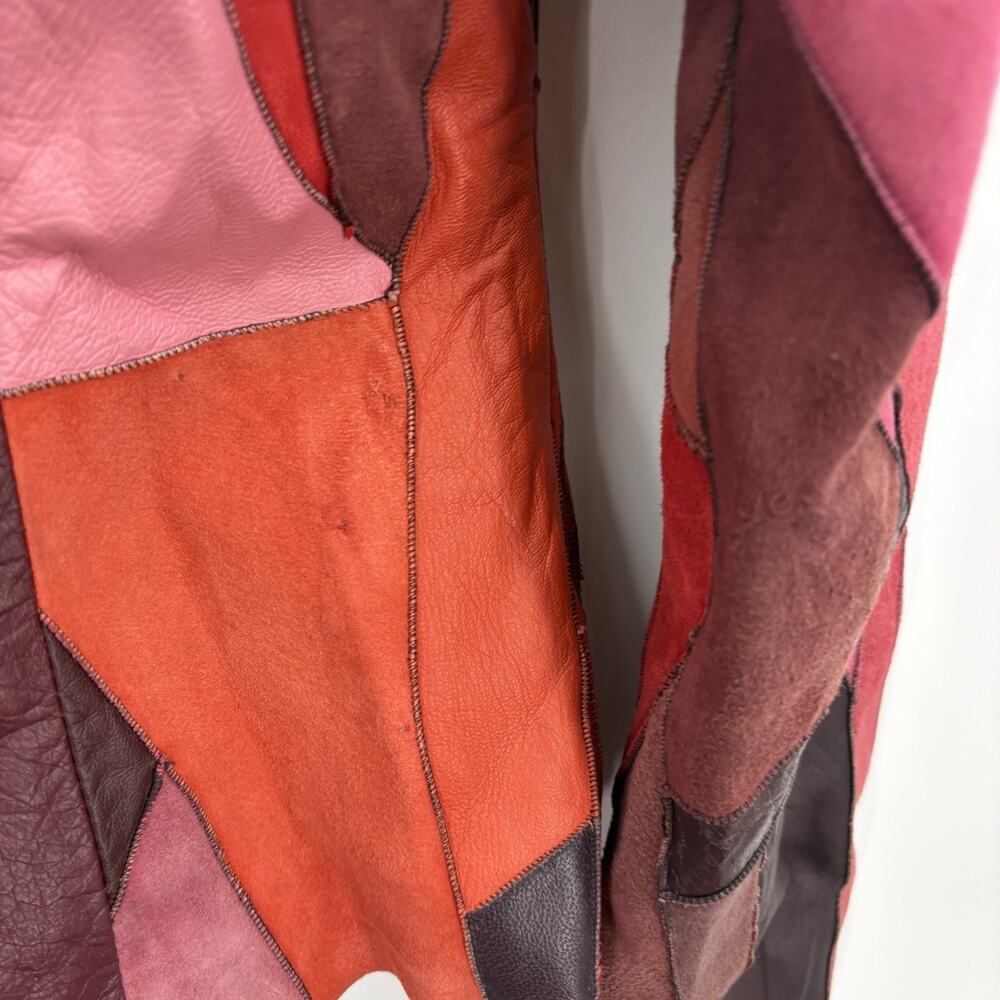Vintage Suede Leather Patchwork Jacket Small Whimsigoth Witchy 90s ASO Charmed - Picture 9 of 12